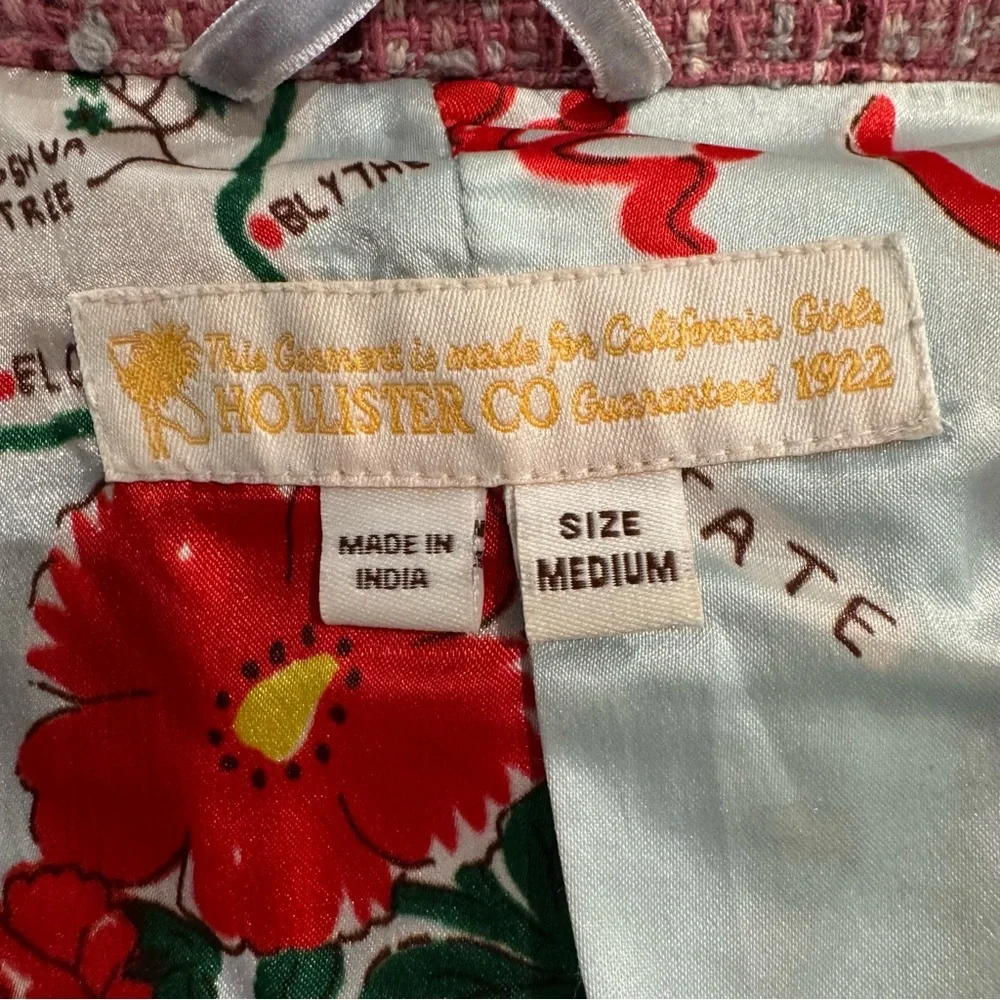 Hollister Vintage Y2K Crop Pink Tweed Blazer Tropical Lining sz Medium Clueless‎